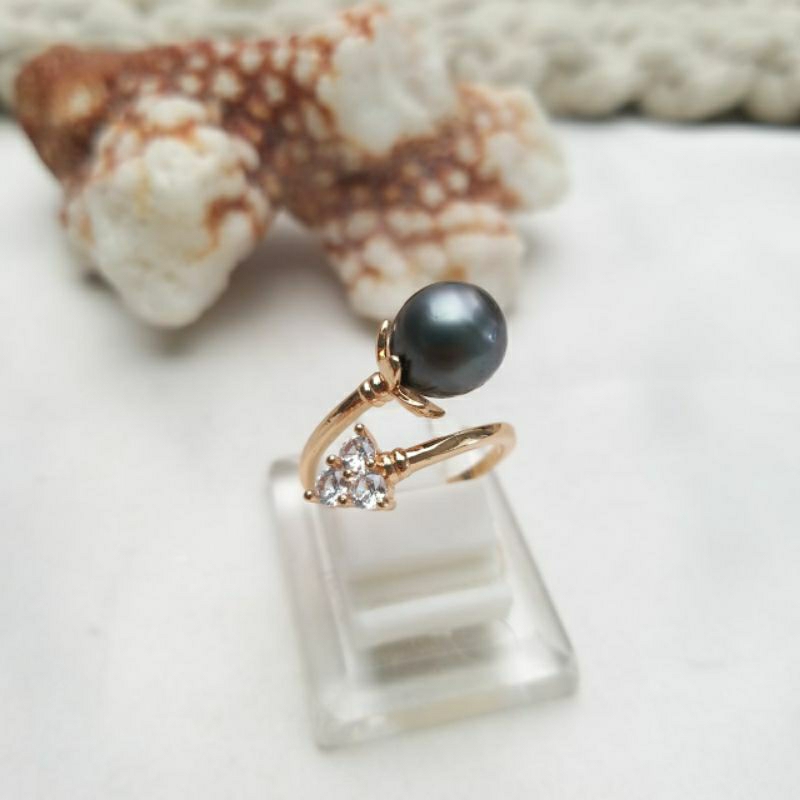 CINCIN MUTIARA LOMBOK AIR LAUT GRADE C HITAM TAHITIAN