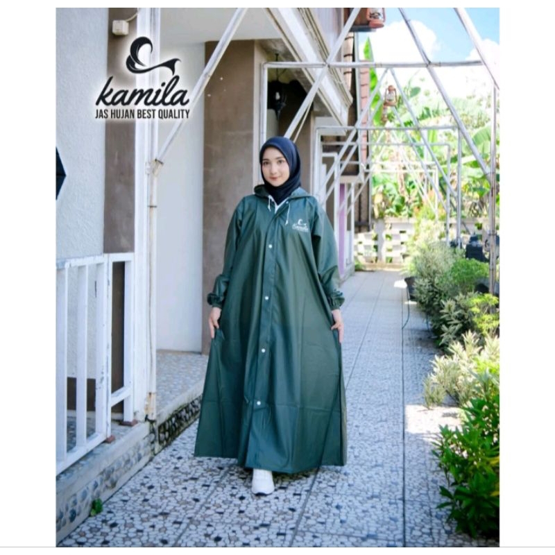 Jas hujan wanita muslimah model gamis kamila, jas hujan gamis,, jas hujan muslimah