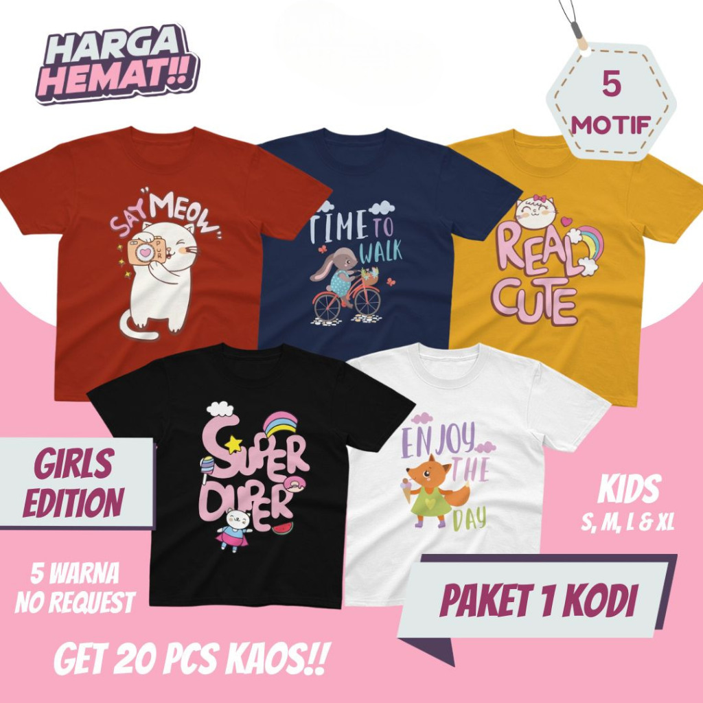 (Paket 1 Kodi) Kaos Anak GIRLS SERIES JUNIOR/Kaos Anak Cewek