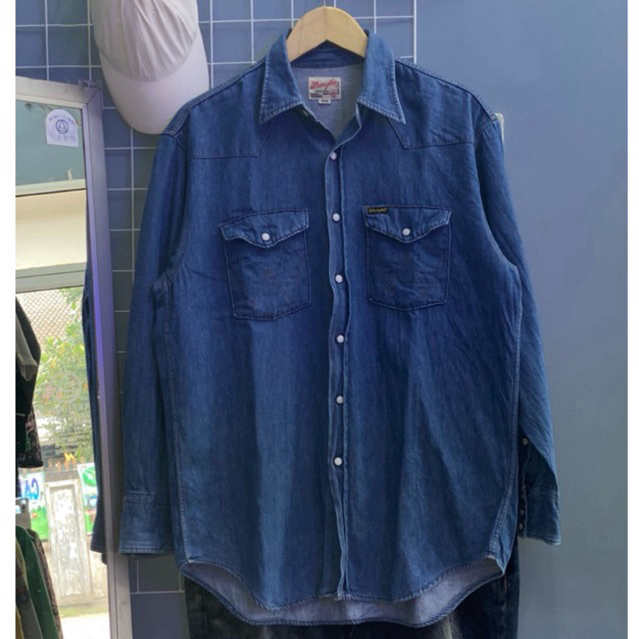 Kemeja Denim Navy Wrangler