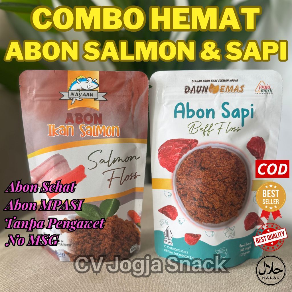 

COMBO ABON IKAN SALMON DAN DAGING SAPI PREMIUM FLOSS MPASI NO MSG FRESH HIGIENIS MANIS GURIH SEHAT