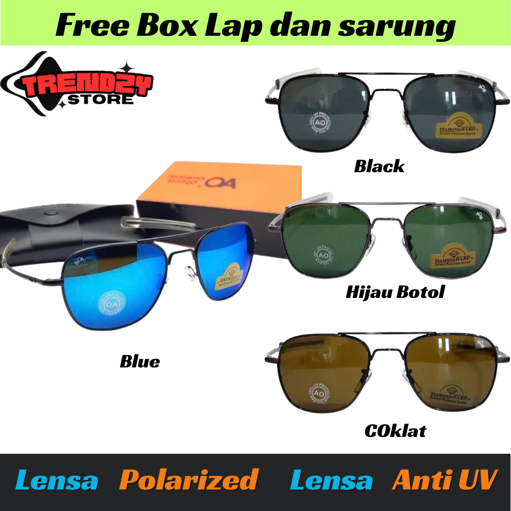 American Optical Kacamata Hitam Pria Pilot AO 54 Original Anti UV Pria Wanita | Trendzy Store