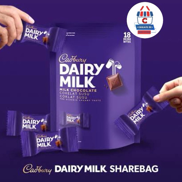 

COD TERMURAH Cadbury Dairy Milk Chocolate 18 Mini Bites 81g 18pcs x 45g