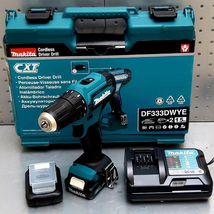 MAKITA DF333 / MAKITA HP333 DWYE Mesin Bor Cordless 12V / Bor Baterai Tanpa Kabel (2 Baterai)