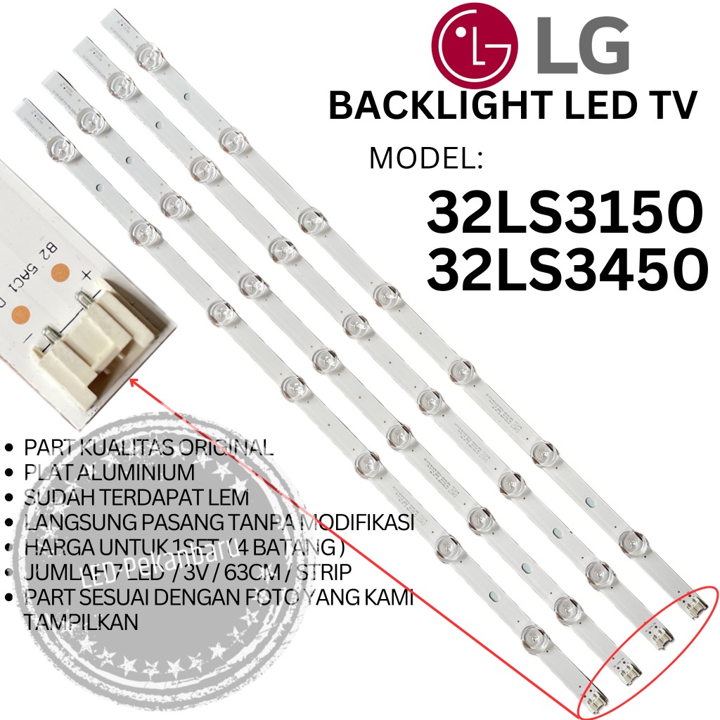 BACKLIGHT LED TV LG 32 INC 32LS3150 32LS3450 LAMPU BL 7K LENSA CEKUNG
