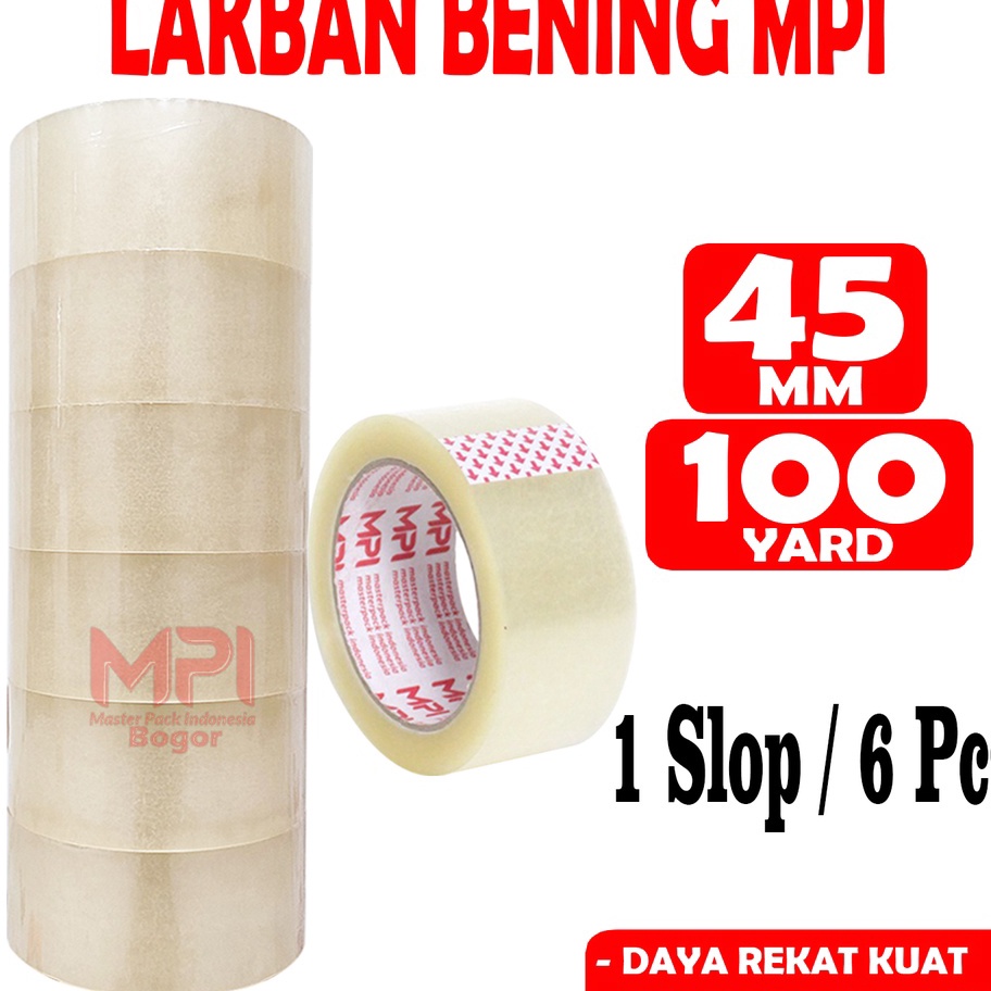 

6 PCS Lakban Bening MPI 45 MM x 1 YARD Bc Lakban Untuk Packing Master Pack Indonesia Bogor