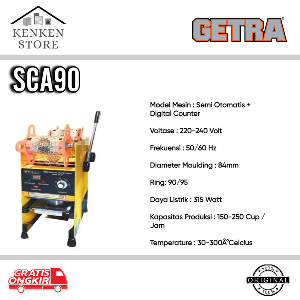 CUP SEALER GETRA SCA90 SEMI OTOMATIS + DIGITAL COUNTER