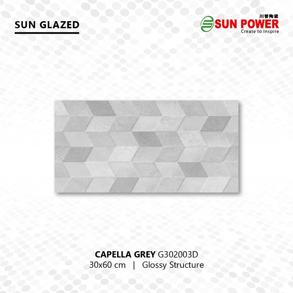 Keramik Dinding Body Putih Glossy Structure - Capella Series 30x60 cm | Sun Power