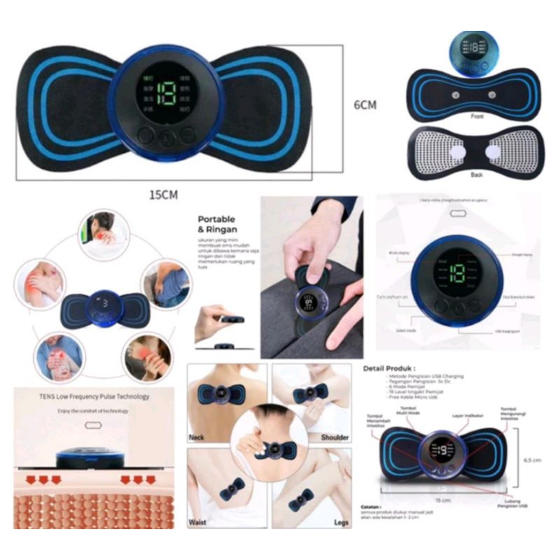 Alat Pijat Getar Punggung Terapi Elektrik EMS Mini Mode Alat Pijat Leher Pinggang Punggung