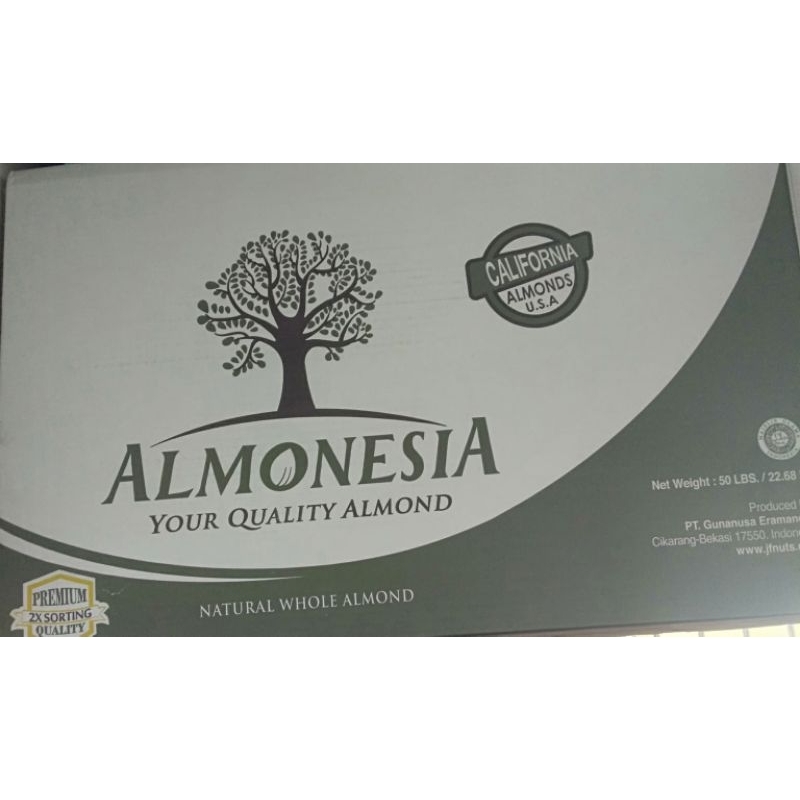 

almonesia 1 dus 22,68 kg / almond 1 dus / almond / kacang almond