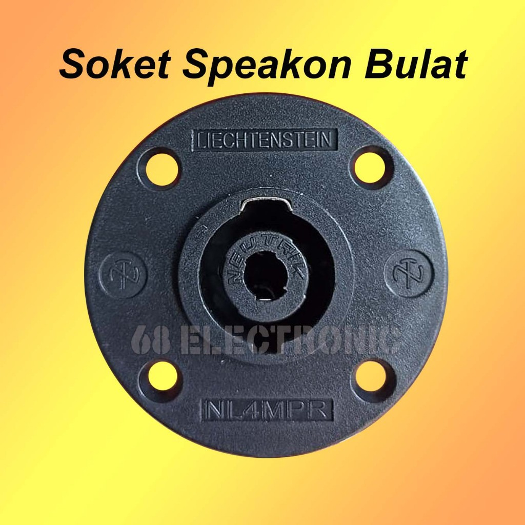 Neutrik Soket Speakon NL4MPR Spikon Bulat Hitam