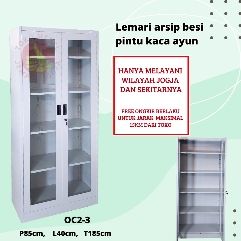 

Lemari arsip besi kantor pintu kaca oc2-3