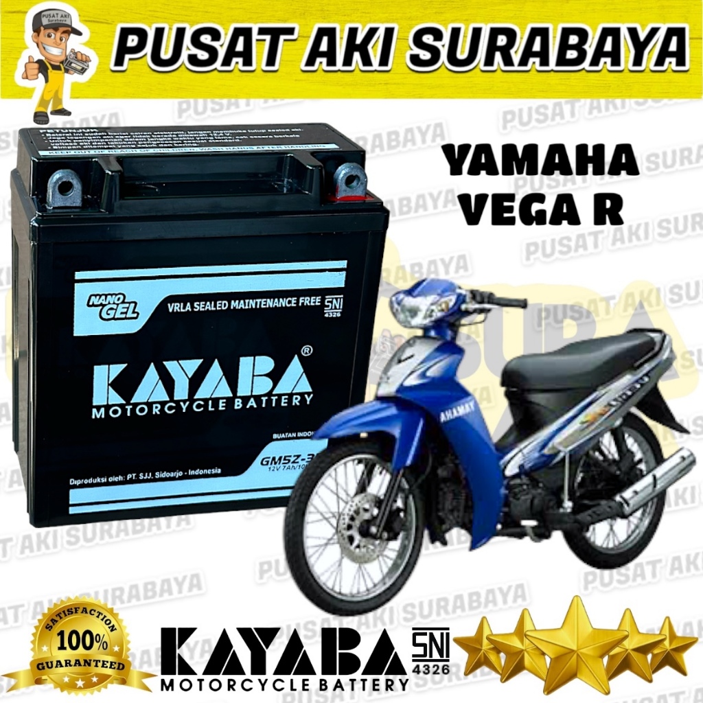 ACCU NANO GEL KAYABA GT6A GM5Z SEPEDA MOTOR VEGA R MX OLD MIO SPORTY MIO SMILE JUPITER BURHAN MTX5AL