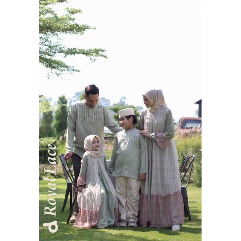 ❤️DANNIS ONLINE SURABAYA❤️ D Royal Lace Sarimbit Dannis Terbaru SAGE Gamis Dewasa Dress Katun Pakaia