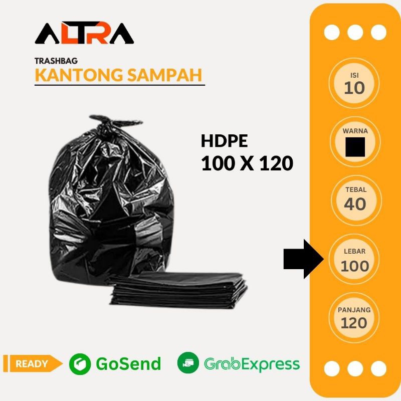 Kantong Sampah Plastik / Trashbag Hitam HDPE Ukuran 100 x 120