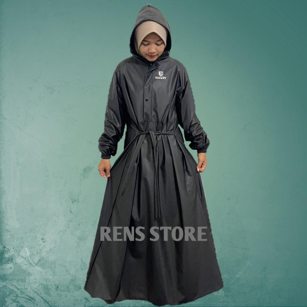 Jas hujan gamis muslimah jas hujan wanita premium waterproof