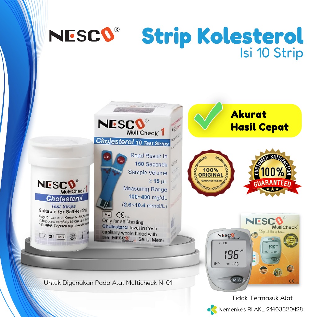 NESCO Strip Kolesterol Isi 10 – Refill Tes Kolesterol untuk Alat N-01