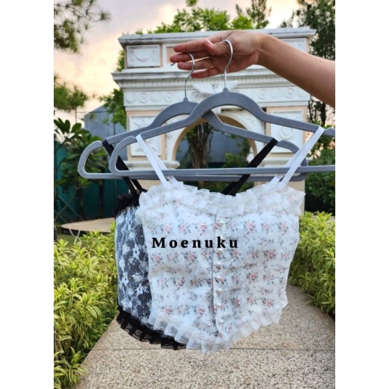 ORIGINAL Tanktop Kamisol Seksi Renda Bunga Kamisol Wanita Atasan Luar Outer Tanpa Lengan