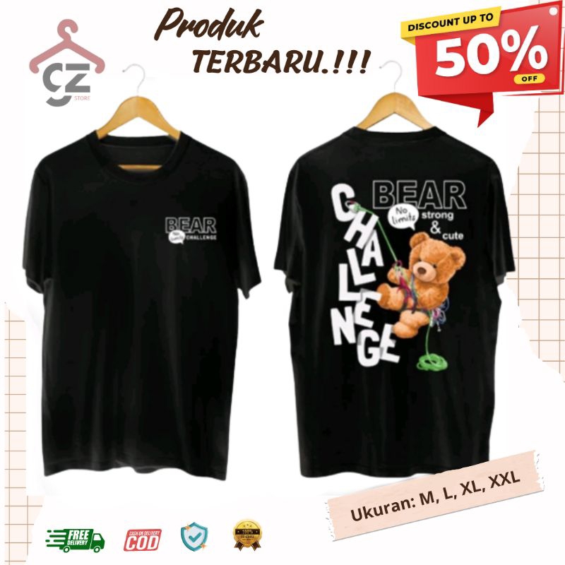 Kaos Beruang Challenge / Kaos Distro Bear Teddy / Kaos Pria Wanita Terbaru / Kaos Distro Keren / Kao
