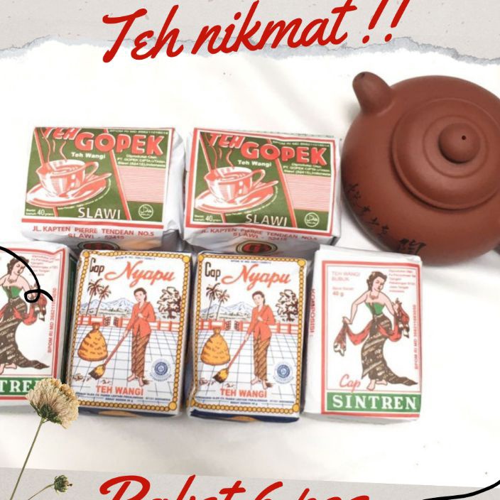 

Free Ongkir Teh Nyapu Teh Gopek Teh Sintren Paket 6 pcs