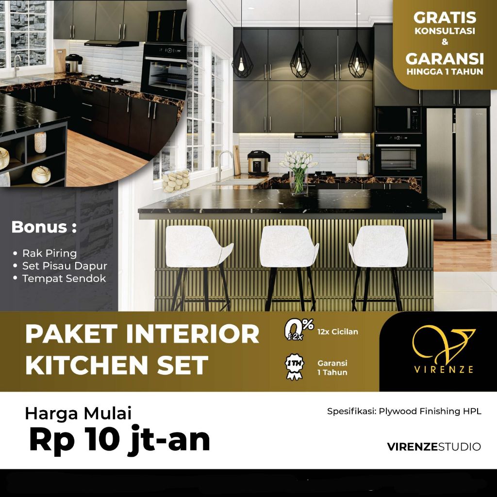 Rak Dapur Kitchenset Kitchen Set Custom HPL design Interior VIRENZE Jabodetabek Jakarta Sentul Bogor