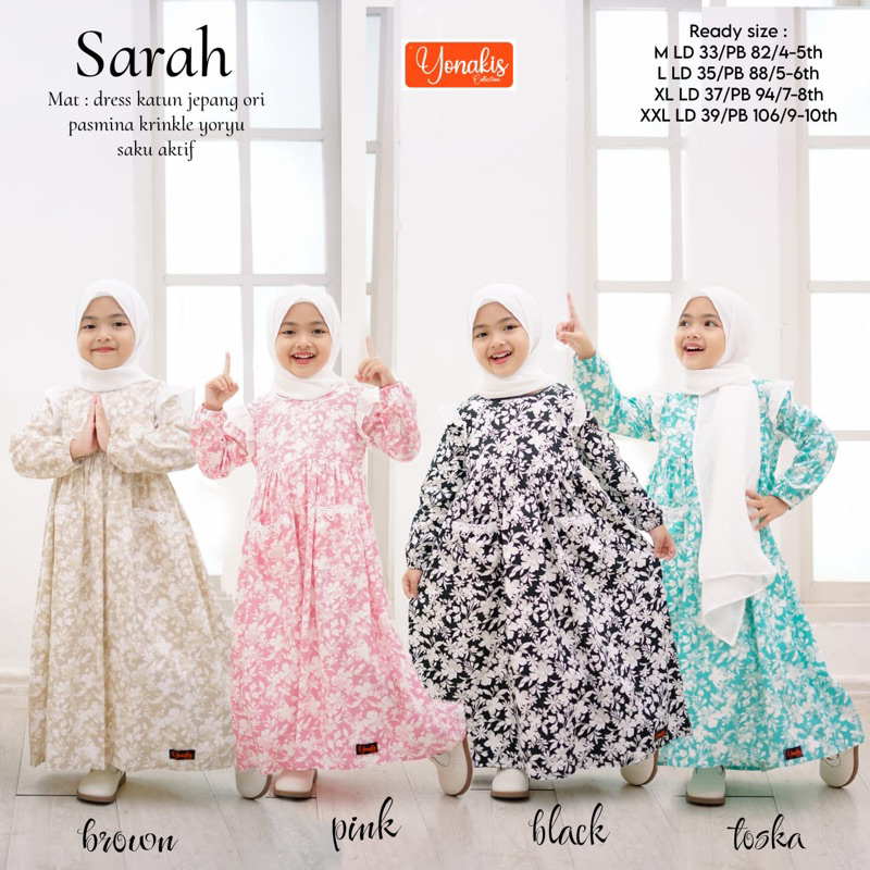 SARAH Gamis Kids Set Free Hijab Original By Yonakis
