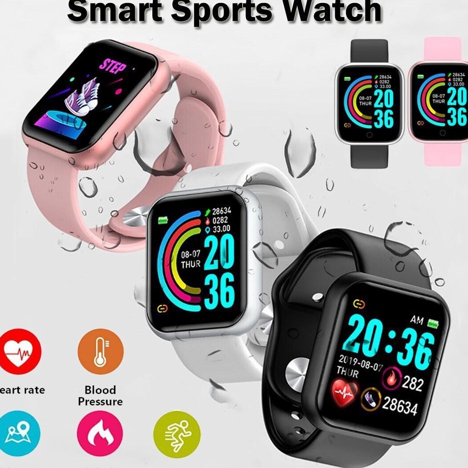 KODE B17W SmartWatch Y68  D2 Sport Tahan Air Bluetooth Smart Watch Pelacak Kebugaran Gelang Pedomete
