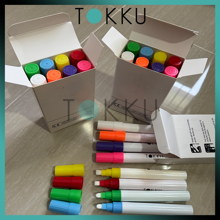 

TOKKU Fluorescent Chalk Marker Spidol untuk papan lampu led / Papan Promosi 1 Set 8 Warna