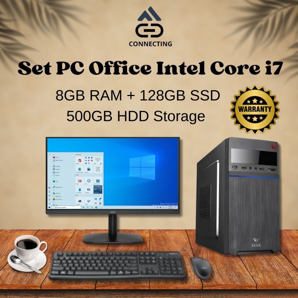 Set PC Komputer Intel Core i7 RAM 8GB SSD || Frameless