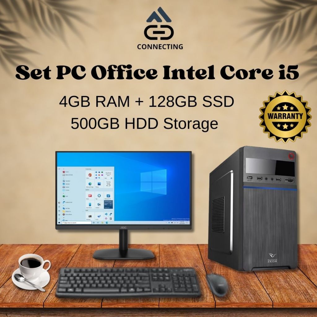 Set PC Komputer Intel Core i5 RAM 4GB SSD || Frameless