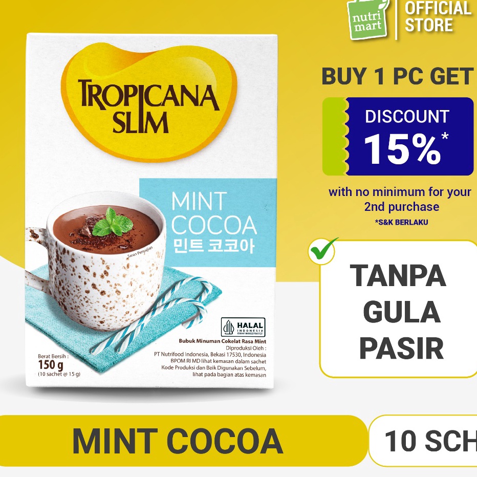 

COD NEWPRODUCT Tropicana Slim Mint Cocoa 1 Sachet Minuman Cokelat Mint Nikmat Tanpa Gula Pasir