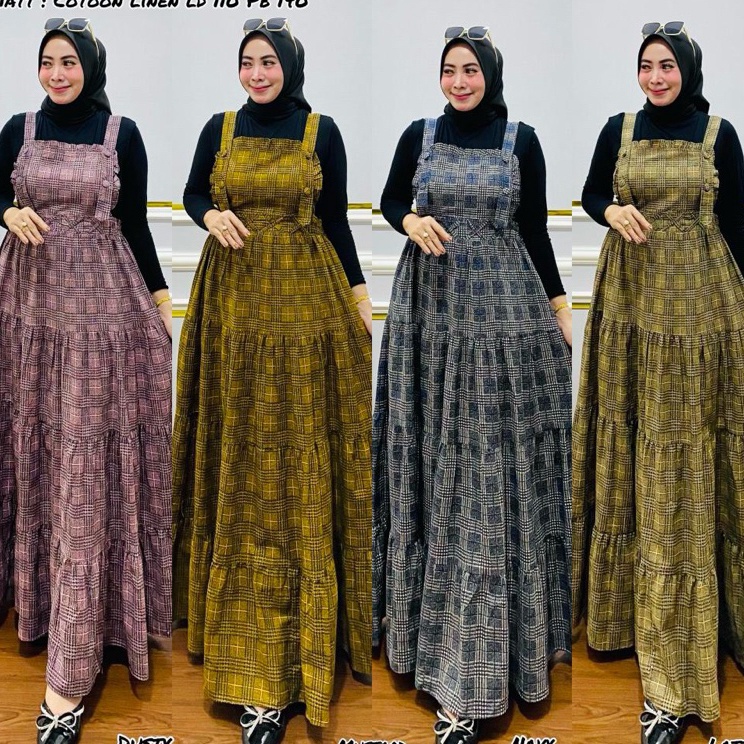Paket Terbaru  QF Gamis Overall 924 Abstrak kotak  Overall  Overall terbaru