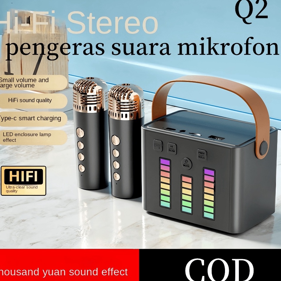 TA Speaker bluetooth LED 2Mic 1 set karaoke speaker ktv Cute Wireless Lucu Portabel Luar Ruangan Spe
