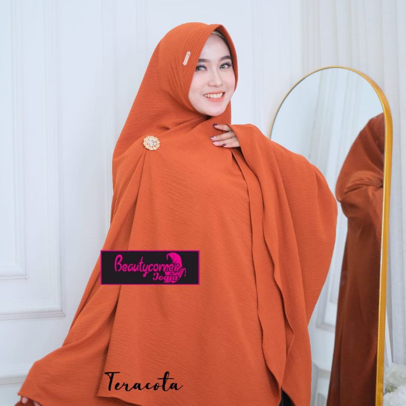Jilbab Instan Belah Samping/bergo syar'i pet antem 2in1/Khimar crinkle pet extra jumbo