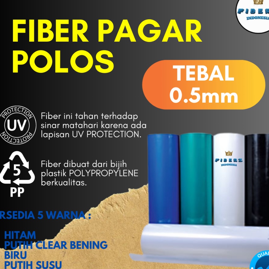 Ready Stok FIBERZ Fiber Plastik Penutup Pagar POLOS TEBAL 5mm Meteran