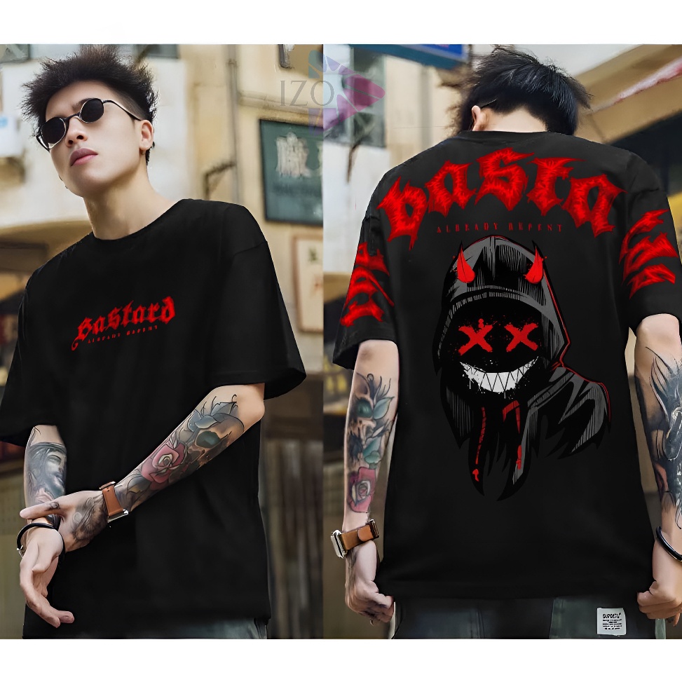 Cuci gudang Baju Kaos Distro Terbaru Tshirt Devil Menyala Kaos Api Pakaian Pria Wanita Keren Lengan 