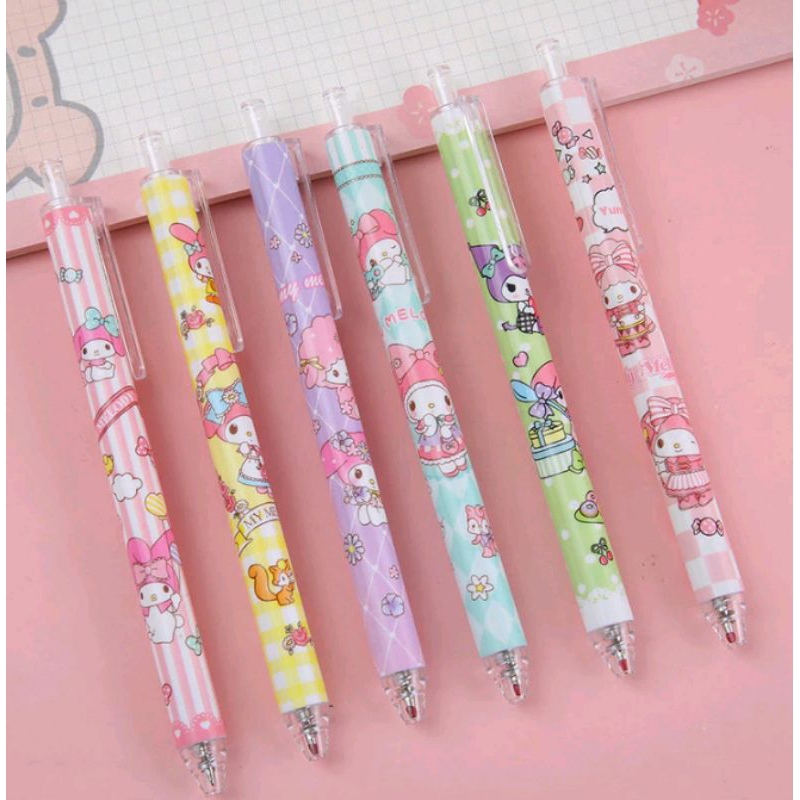 

6 Pcs Pulpen Gel Mekanik Motif Kartun Melody