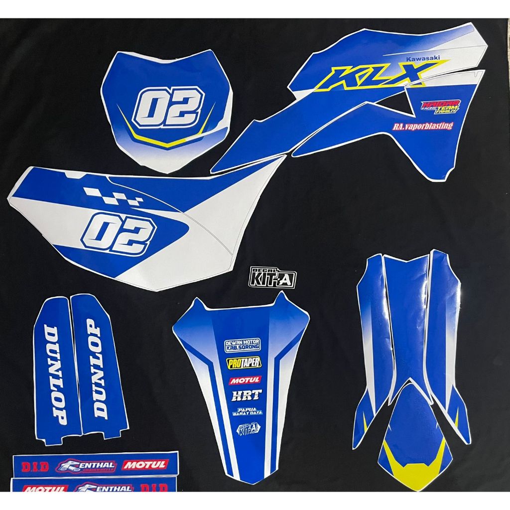 Decal stiker KLX Gordon fullbody custom motif Biru Putih D-A5-187