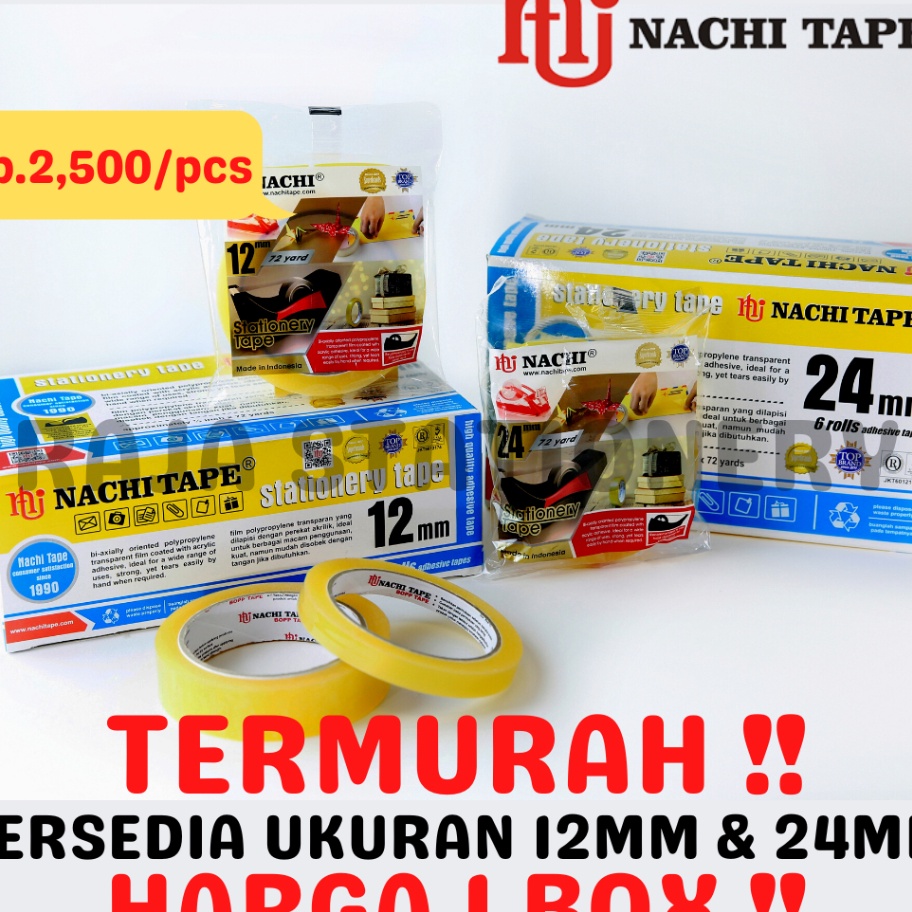 

Ready Stok NACHI STATIONERY TAPE 12mm 24mm SELOTIP SOLATIP LAKBAN SOLASI ISOLASI NACHI 1 BOX