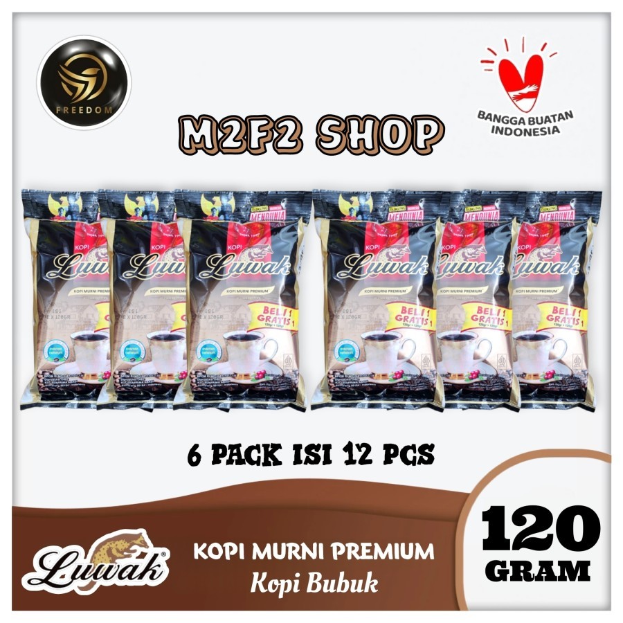 

Luwak Kopi Bubuk Hitam Murni Premium | Black Coffee - 120 gr (Kemasan 6 Pack)