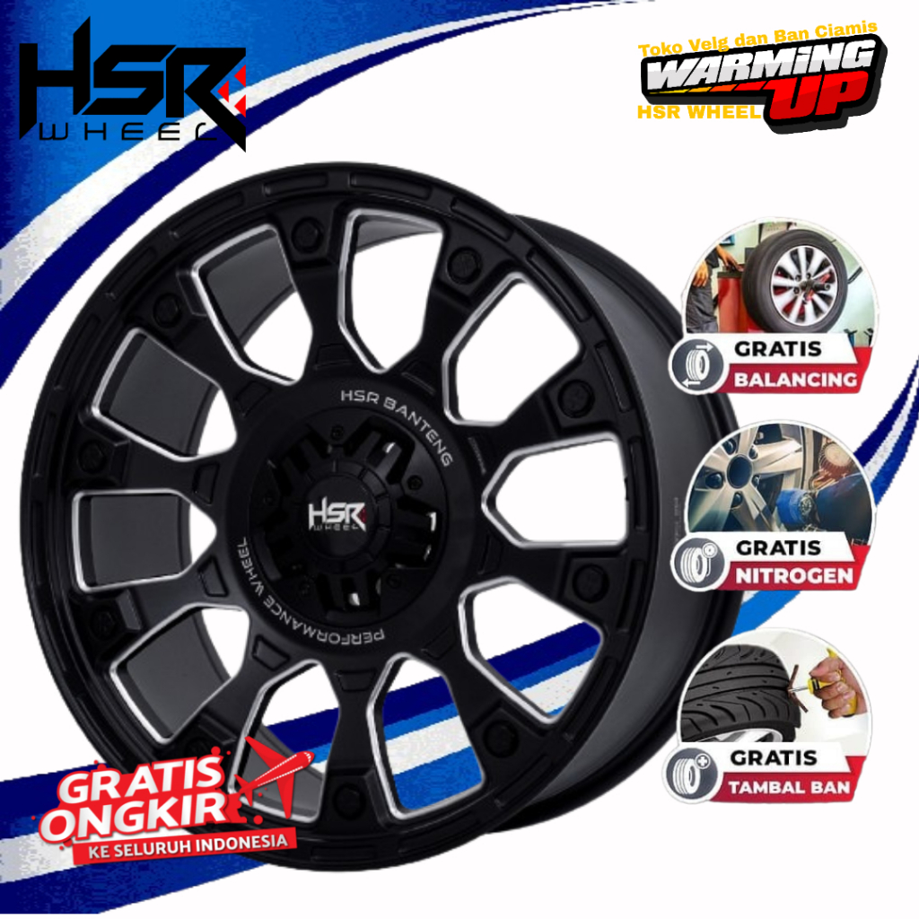 Velg Racing Ring 20 CRV HRV Jeep Rubicon Wrangler Sahara 5x114,3-127 HSR Banteng Pelek R20