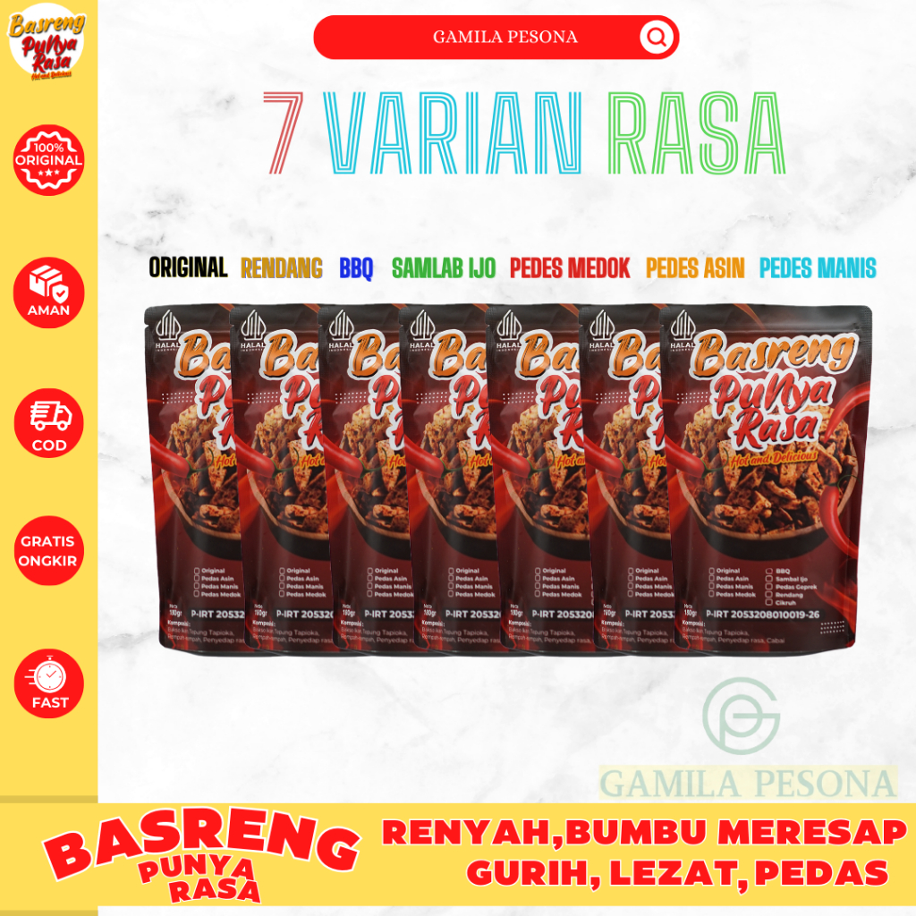 

Basreng Viral Bumbu Melimpah 180 gr All Variant Basreng Punya Rasa Pedas Asin