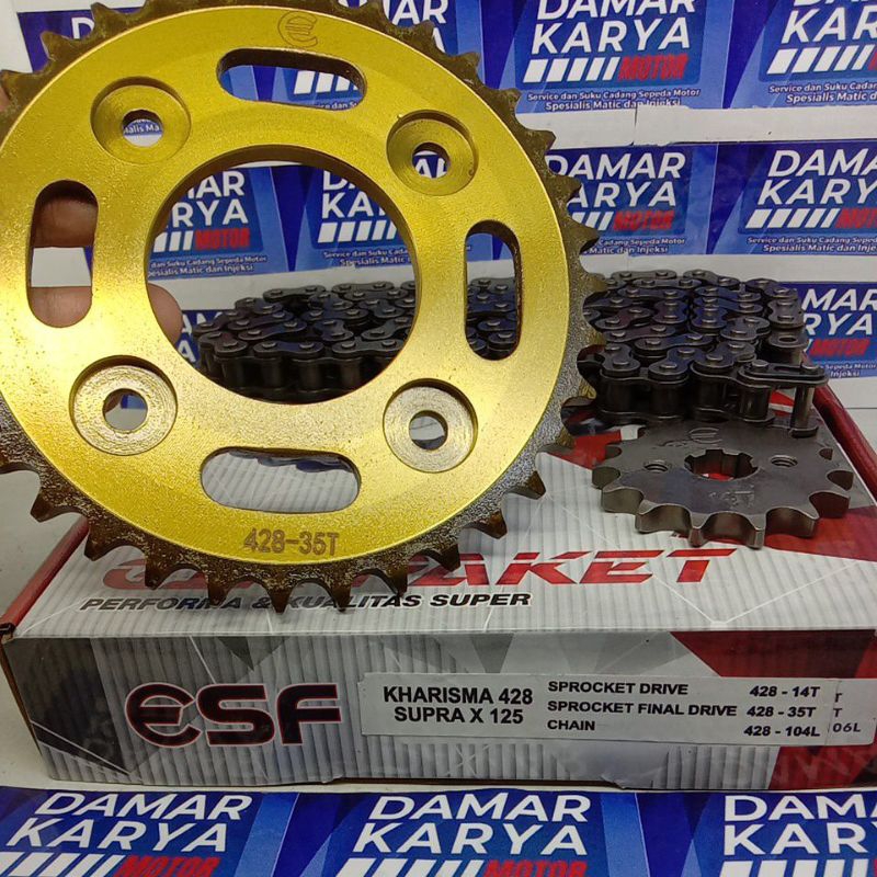 GEAR SET KHARISMA 428 - GEAR SET SUPRA X125 428 ESF