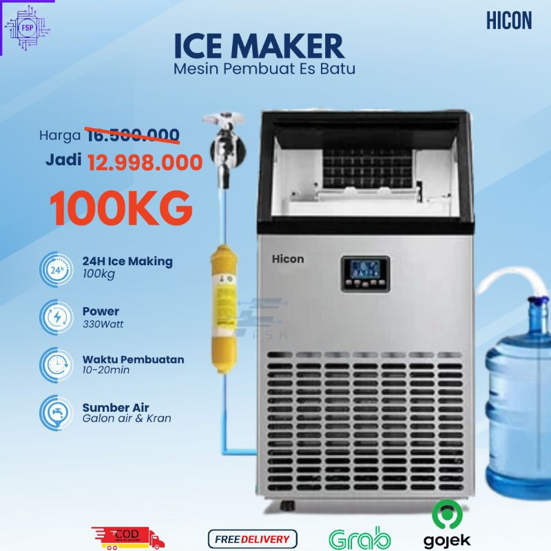 HICON HZB-100 Ice Maker Machine 100kg/Day Mesin pembuat Es Batu Kristal Big Capacity