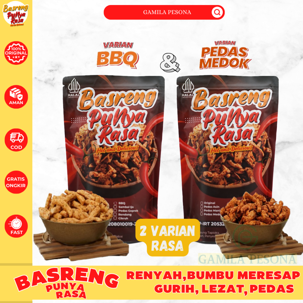 

Basreng BBQ dan Pedes Medok Cemilan Buat Yang Suka Pedas Dengan 2 varian rasa