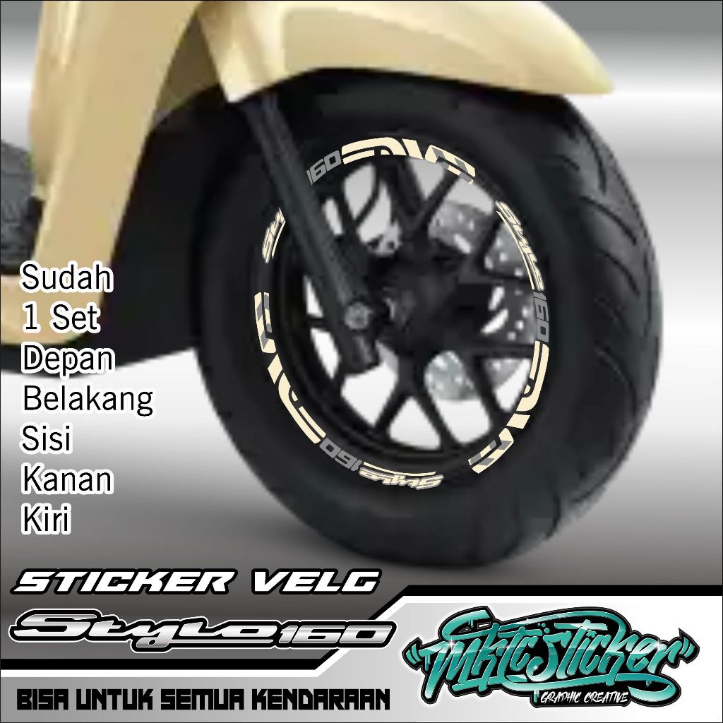 STICKER VELG PELEK HONDA STYLO 160 UNTUK TIPE CBS GLAME BEIGE