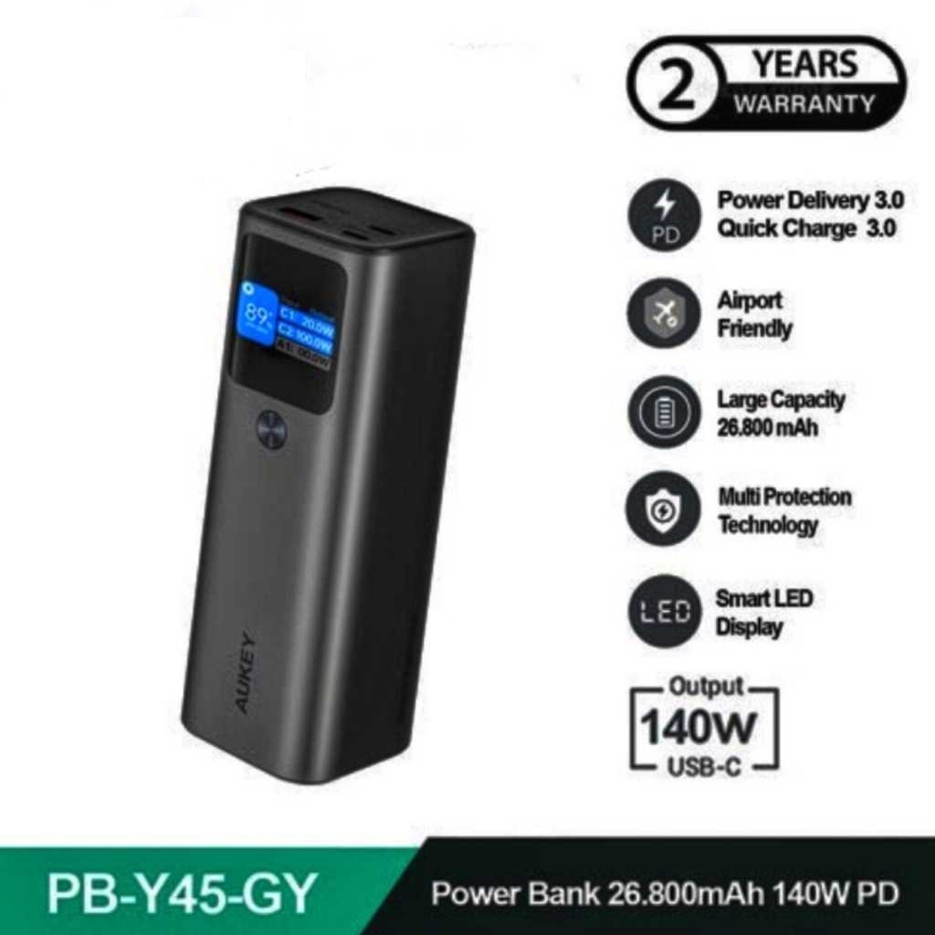 AUKEY Powerbank 26800mah PB-Y45-GY USB C 140W SUPER VOOC PD 3.1 PPS