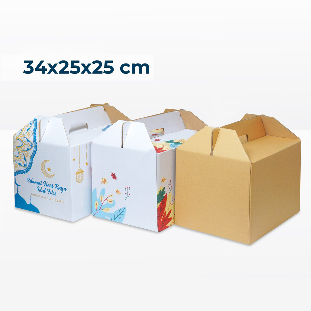 (5 pcs) Box Parcel Jinjing Lebaran Ukuran 34 x 25 x 25 cm Kardus Jinjing Sembako Dus Jinjing Parcel 