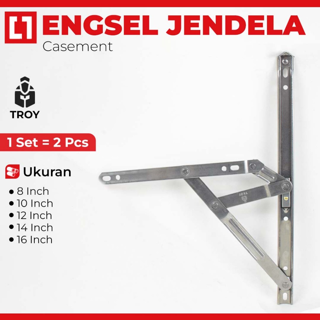 TROY Engsel Jendela Casement Window Kayu Alum 8'' 10" 12" 14" 16'' In