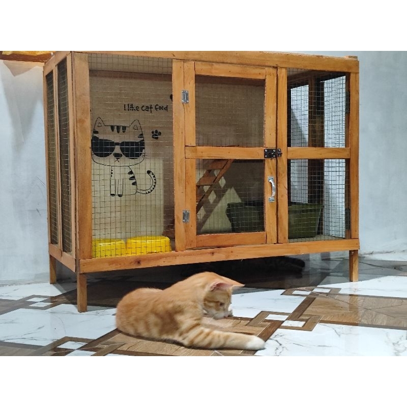 KANDANG KUCING KAYU BESAR MURAH (LIPAT)